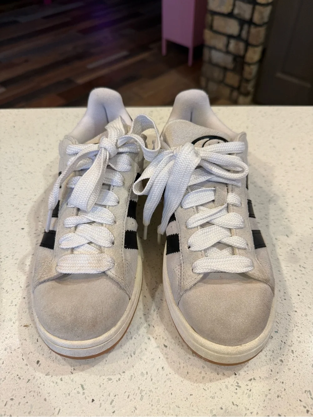 adidas Campus Suede Sneakers in White and Navy
